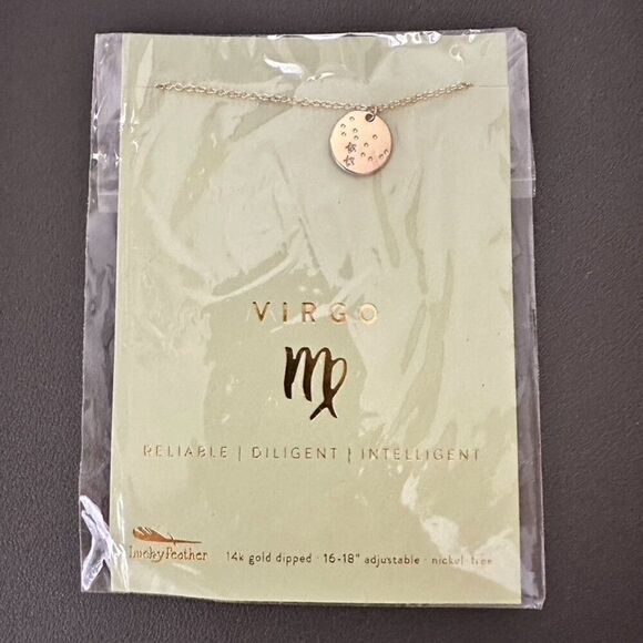 Lucky Feather Virgo Necklace New - Astrology Zodiac Sign - Picture 1 of 5